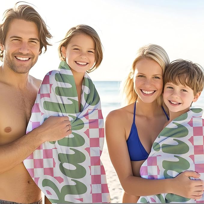 JML Personalized Beach Towel with Name, Custom Flower Beach Towel, Customized Microfiber Pool Towel, Quick Dry & Absorbent Swim Towel for Adult,Anniversary, Birthday, Summer Holiday,Vacation-StrideForce Fitness