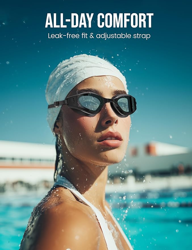 Swimming Goggles, No Leaking Swim Pool Goggles for Adults with Fog-Resistant, UV-Blocking Lenses for Men Women Youth-StrideForce Fitness