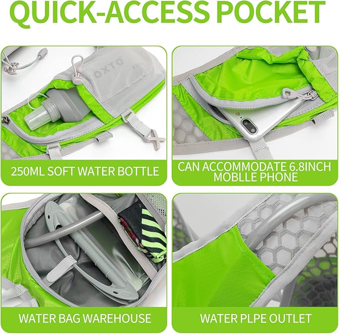 Hydration Pack Backpack, Lightweight Water Backpack with 2L Leakproof Hydration Bladder Daypack for Men Women,Running Hydration Vest for Outdoor Trail-StrideForce Fitness