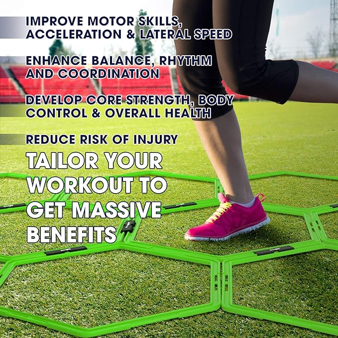 Yes4All Hex Agility Rings/Speed Rings with Carrying Bag – Hexagon Rings, Agility Hurdles for Agility Footwork Training-StrideForce Fitness