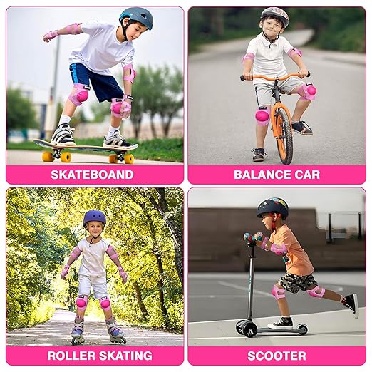 Youth/Kids Knee Pads Elbow Pads Wrist Guards Protective Gear Set for 3-15 Years Child Roller Skates, Skateboard, Cycling, Inline Skating, BMX Bike, Balance Bike, Scooter Riding and Other Outdoor Sports-StrideForce Fitness