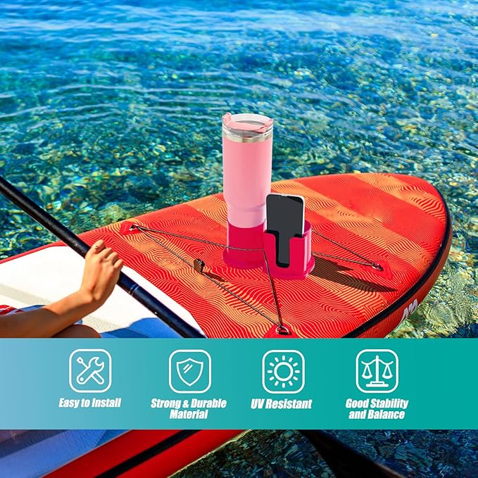 Paddleboard Cup Holder, Kayak Drink Holder for Paddle Board Cup and Phone Holder, Sup Surfboards Canoes Kayak Paddle Board Accessories for Types of Cup Bottle Drink-StrideForce Fitness