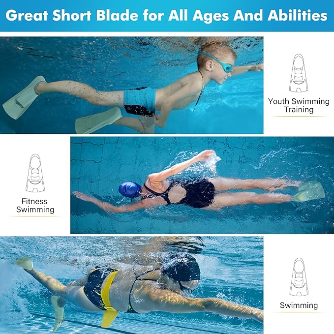 Gintenco Swim Fins, Kids Swim Training Fins for Lap Swimming, Travel Size Flippers with Mesh Bag, Silicone Swimming Fins for Kids Teens Adults Women Men-StrideForce Fitness
