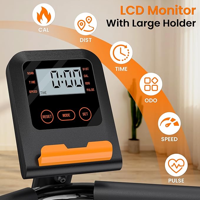 Recumbent Exercise Bike for Home Use, Quiet Recumbent Stationary Bikes for Adults & Seniors, 16-Level Resistance, Adjustable Seat, Supports 400LB, Pulse Sensors & LCD Display-StrideForce Fitness