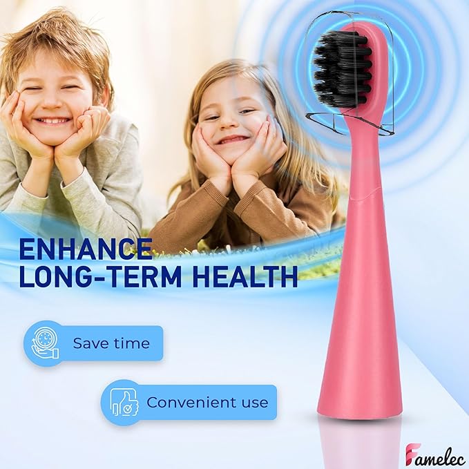 10Pcs Ultra Soft Bristle Compatible with Burst Kids Replacement Heads, 3+ Kids Toothbrush Heads Replacement for Burst Toothbrush Electric, Blue & Light Pink Electric Toothbrush Heads