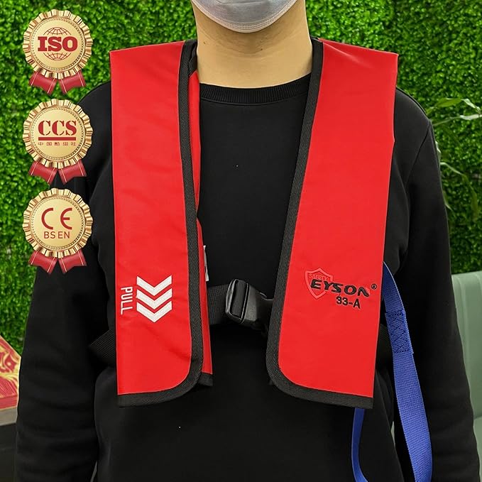 Manual Inflatable Life Jacket|Life Vest for Adults|PFD Low Profile|Supports up to 330 lbs(YSH700)-StrideForce Fitness