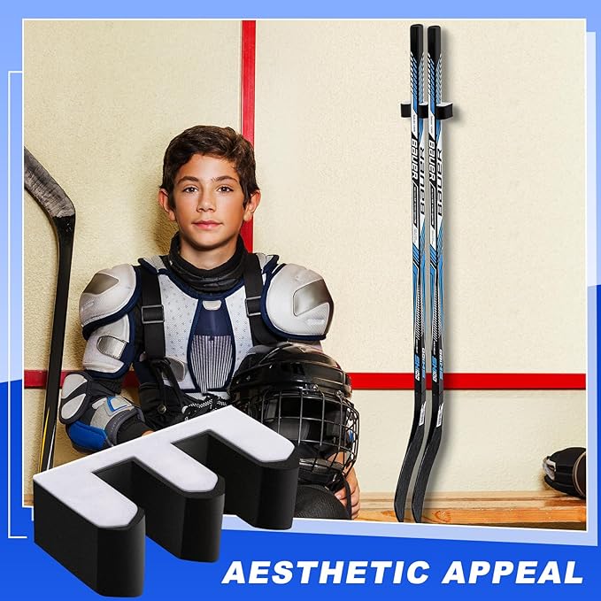 Yousoontic Hockey Stick Holder Wall Mount, 1-6 Stick Capacity, Ice and Field Hockey Organizer (Decor & Storage 2-in-1) for Home Garage Room Office Sports Decoration-StrideForce Fitness