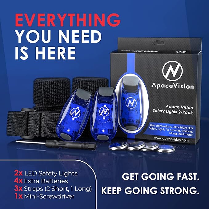 LED Safety Light (2 Pack) - Clip On Strobe/Running Lights for Runners, Dog, Bike, Walking, Boat, Kayak, Stroller and More - High Visibility Accessories for Your Reflective Gear, Bicycle-StrideForce Fitness