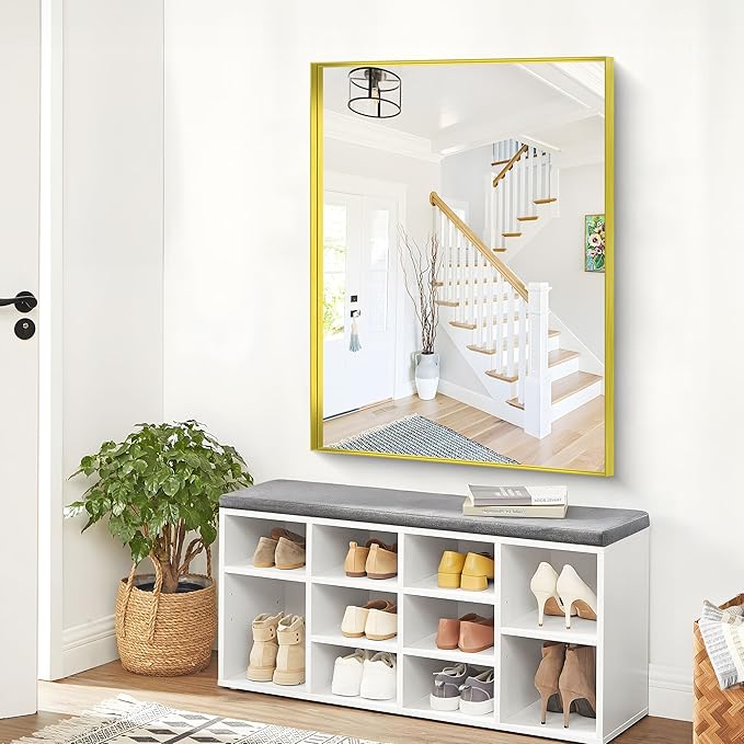 Gold Bathroom Mirror, 36x48 Inch Rectangular Framed Mirror, Large Wall Mounted Bathroom Vanity Mirror Over Sink for Bedroom,Restroom, Living Room, Hangs Vertically or Horizontally-StrideForce Fitness