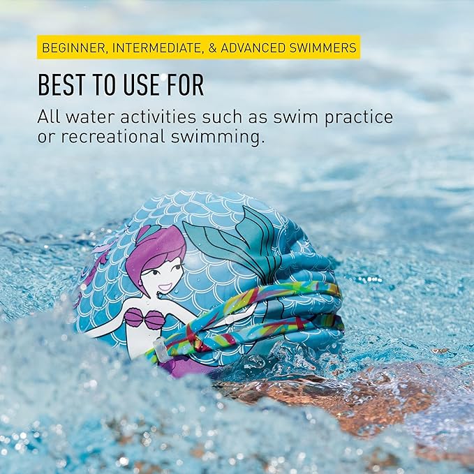 FINIS Mermaid Kids Swim Cap - 100% Silicone - Fun Prints - Universal Fit - Chlorine Protection-StrideForce Fitness