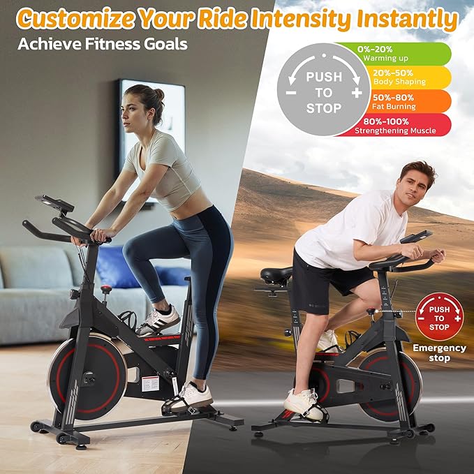 Exercise Bike Stationary Bikes for Home Cycling Bike Indoor Bike with Comfortable Seat Cushion LCD Monitor Silent Belt Drive 300 lbs Weight Capacity Heavy Flywheel-StrideForce Fitness