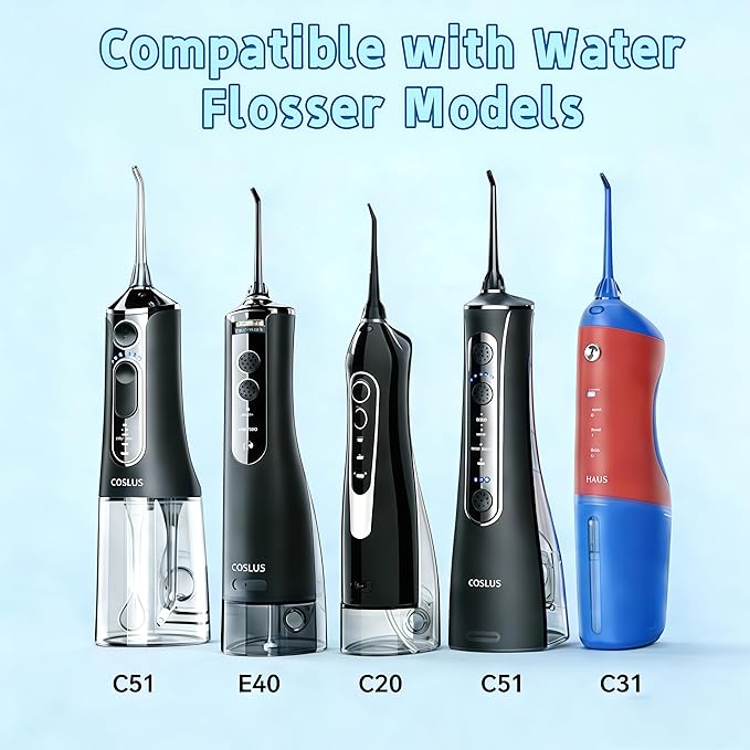 Water Dental Flosser Tip Replacement Heads Oral Irrigator Refill Heads Jet Tips,Only Compatible Water Flosser COSLUS C20 (F5020E), E40 (WFP14), C31 (F5023), C50, and C51