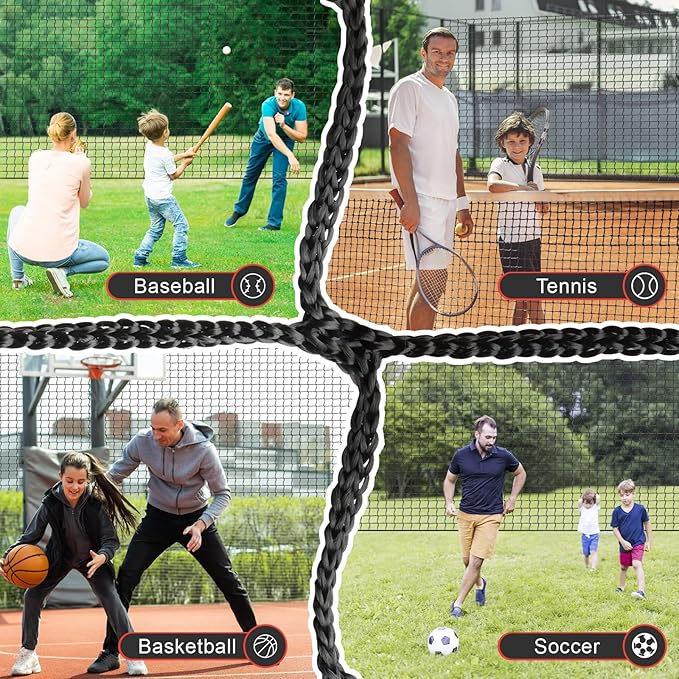 Storgem Baseball Softball Backstop Nets, Sports Netting, Sports Barrier Netting, Heavy Duty Sports Nets Netting Knotless for Playing Field, Backyard or Garage-StrideForce Fitness