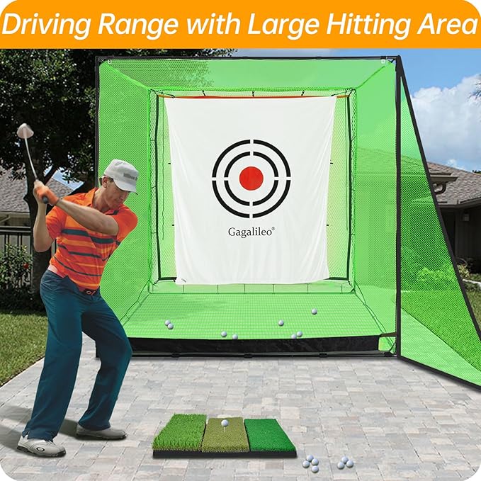 Golf Practice Hitting Nets for Backyard Driving Indoor Use Heavy Duty Practice Golf Driving Nets for Backyard Premium Portable Golf Impact Nets Cages with Frame-StrideForce Fitness