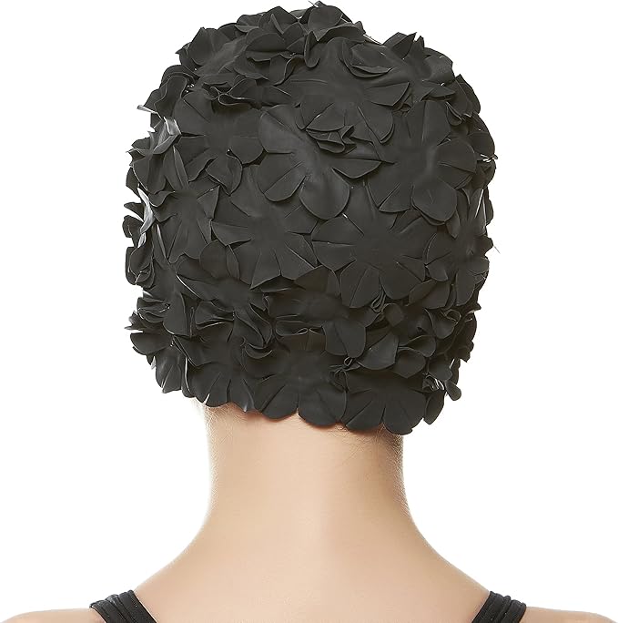 BEEMO Floral Petal Ladies Bathing Swim Cap Women Retro Swim Hat Long/Short Hair-StrideForce Fitness