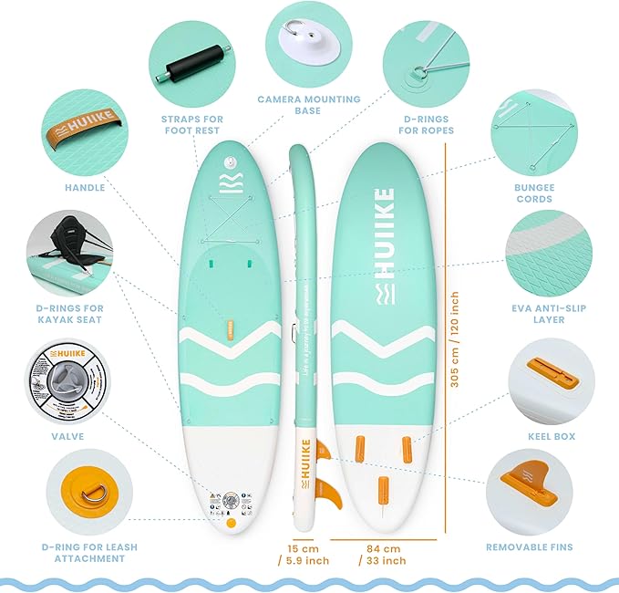 Inflatable Paddle Board for Adults with Accessories Included, Oar, Fins, Pump. Stand Up Paddleboard Great Stability and Resistance. 10’ x 33" x 5.9", Maximum Load 286 lb-StrideForce Fitness