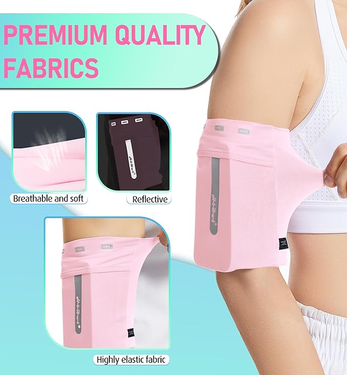 HiRui Running Armband Sleeve Universal Sports Armband Cell Phone Holder Armband for Exercise Workout, Compatible with iPhone 16/15/14/13/Plus/Pro Samsung Galaxy All Phones (L, Pink)-StrideForce Fitness