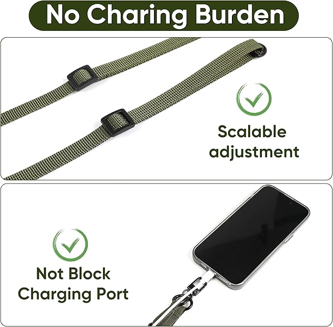 Cell Phone Strap Adjustable Wrist Strap Crossbody Cellphone Holder Extra Long Phone Lanyard Wrist Lanyard (Army Green)-StrideForce Fitness