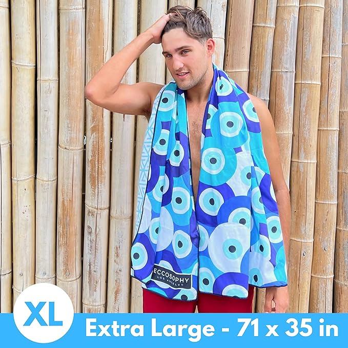 ECCOSOPHY Microfiber Beach Towel - Sand Free Towels are Quick Dry, Light Weight, Super Absorbent - Perfect Pool, Travel, Cruise, Camping Essentials - Oversized Extra Large for Adults 71x35 in-StrideForce Fitness