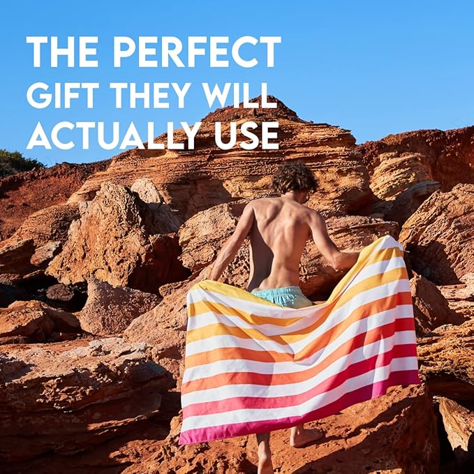 Dock & Bay Beach Towel - Quick Dry, Sand Free - Compact, Lightweight - 100% Recycled - Includes Bag - Summer - Peach Sunrise - Extra Large (200x90cm, 78x35)-StrideForce Fitness