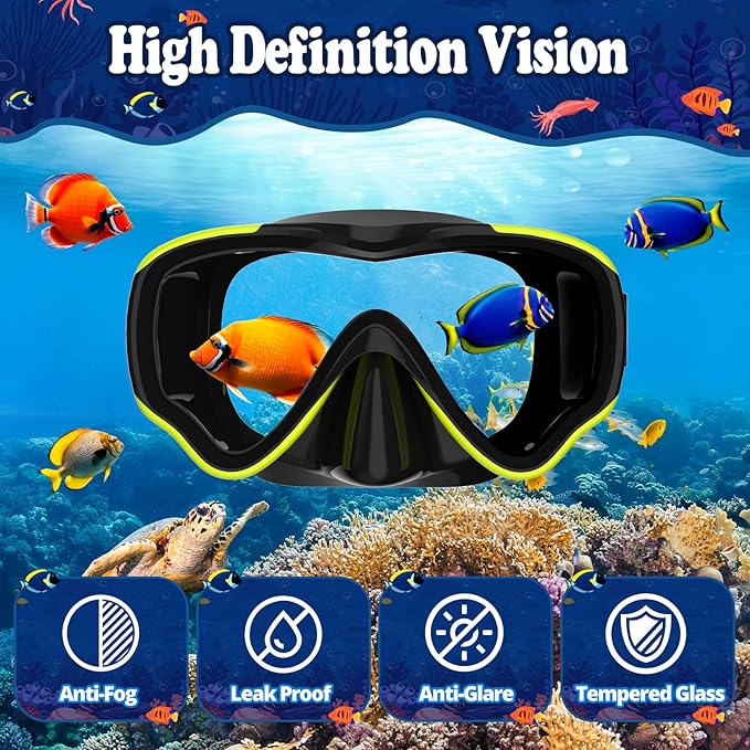 U PHITNIS Kids Snorkel Set for Age 4-14 - Dry Top Snorkeling Gear for Kids Junior & Youth - Childs Diving Mask with Big Eyes for Boys Girls - Anti-Fog Snorkeling Mask and Snorkel Set-StrideForce Fitness