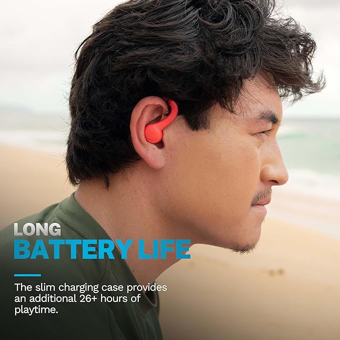 JLab Go Air Sport+ Wireless Workout Earbuds Featuring C3 Clear Calling, Secure Earhook Sport Design, 35+ Hour Bluetooth Playtime, and 3 EQ Sound Settings (Coral)-StrideForce Fitness