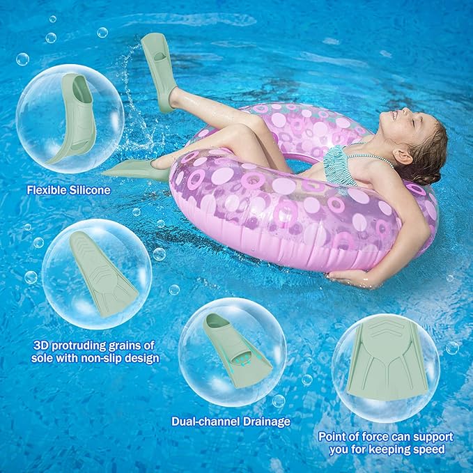 Gintenco Swim Fins, Kids Swim Training Fins for Lap Swimming, Travel Size Flippers with Mesh Bag, Silicone Swimming Fins for Kids Teens Adults Women Men-StrideForce Fitness