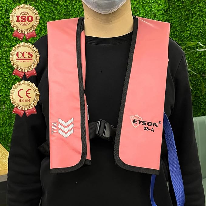 Manual Inflatable Life Jacket|Life Vest for Adults|PFD Low Profile|Supports up to 330 lbs(YSH700)-StrideForce Fitness