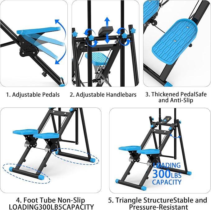 Stair Stepper for Home Gym, Vertical Stair Climber Cardio Exercise Machine for Full-Body Workout,Steppers for Exercise at Home Adjustable Handlebar & Pedals with 330LBS Loading Capacity-StrideForce Fitness