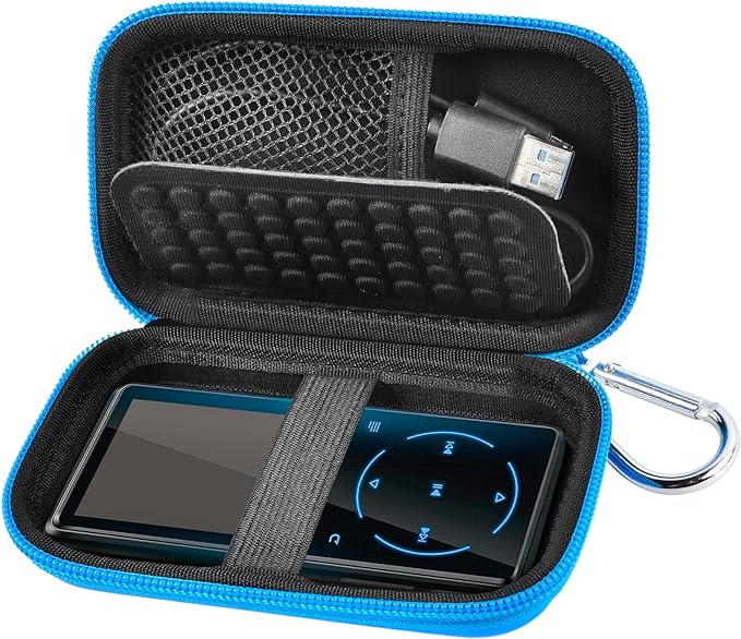 MP3 & MP4 Player Case for SOULCKER/G.G.Martinsen/Grtdhx/iPod Nano/Sandisk Music Player/Sony NW-A45 Music Players with Bluetooth. Fit for Earbuds, USB Cable, Memory Card - Blue+Inside Black-StrideForce Fitness