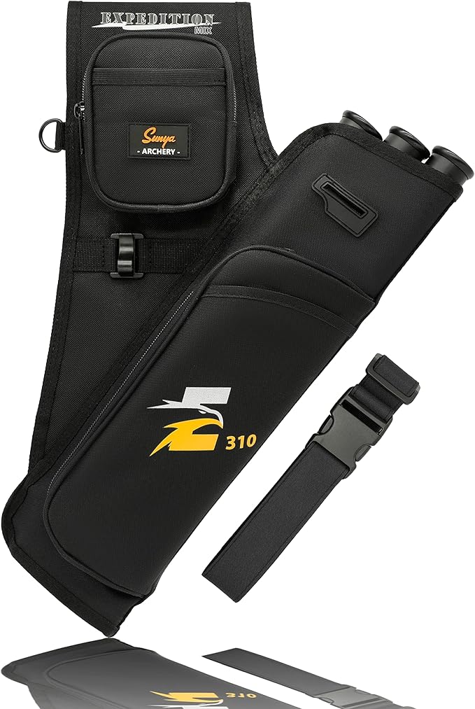 SUNYA Archery Hip Quiver for Arrows. Includes 3 Tubes Arrow Holder, Accessories Pockets and Waist Belt. Fit for Compound and Recurve Bow Practice.-StrideForce Fitness