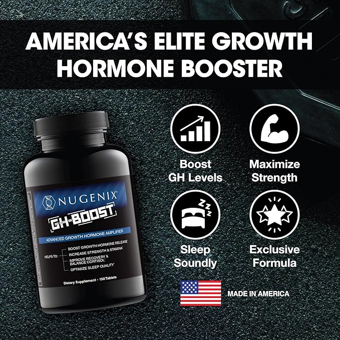 Nugenix GH-Boost - Advanced HGH Boosting Supplement for Men – Support Energy, Endurance, Sleep, with KSM-66, GABA, Arginine, Glutamine, Ashwagandha, 150ct-StrideForce Fitness