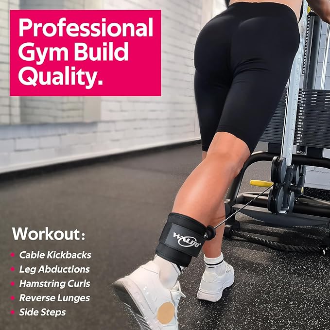 WALITO Ankle Resistance Bands with Cuffs, Exercise Bands for Legs and Butt, Booty Workout Equipment for Kickbacks and Hip Fitness Training
