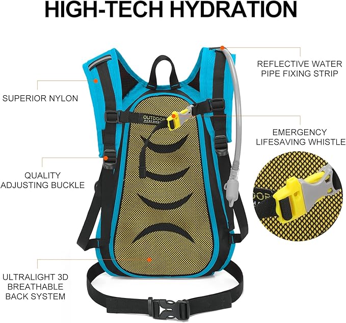 Hydration Pack Backpack, Lightweight Water Backpack with 2L Leakproof Hydration Bladder Daypack for Men Women,Running Hydration Vest for Outdoor Trail-StrideForce Fitness