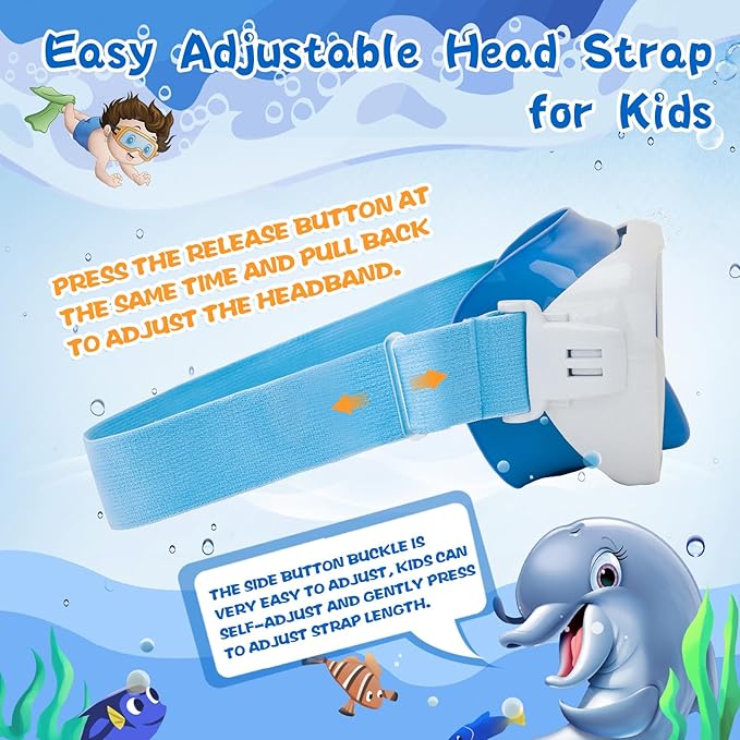 Kids Swim Goggles with Nose Cover, Anti-Leak Swim Mask with Elastic Fabric Strap, UV Protection Swimming Goggles for Kids-StrideForce Fitness