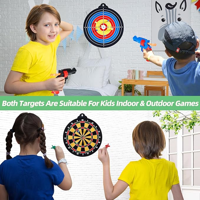 Magnetic Dart Board - 12Magnetic Darts+12Sticky Balls Or 2 Toy Gun+40 Foam Dart,Fun for Family Game and Party with Friends, Christmas Birthday Gifts Toys for 3-12 Year Old Boys-StrideForce Fitness