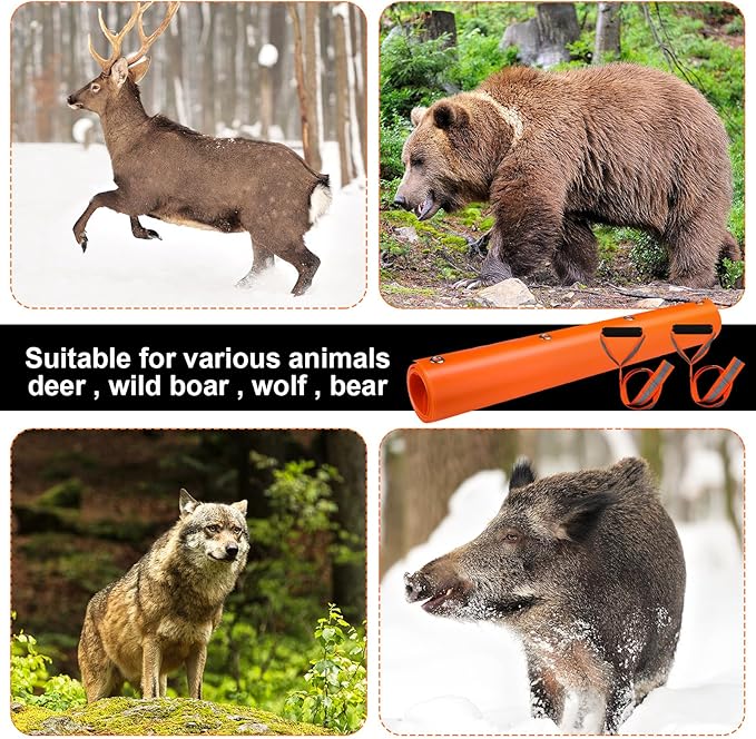 2 Pcs Deer Drag Sleds Deer Sled Game Hauler with 2 Pcs Heavy Duty Drag Strap for Duck Hunting Ice Fishing Accessories Rope Pulling Harness for Hunting Gift-StrideForce Fitness