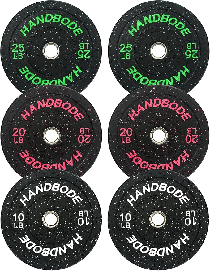 Colored Bumper Weight Plates Olympic Weight Plate Set 2-Inch, 10/15/20/25/35/45/55 lb Barbell Weight Plates Set for Home Gym, Rubber Strength Training Weights Plates for Weight Lifting-StrideForce Fitness