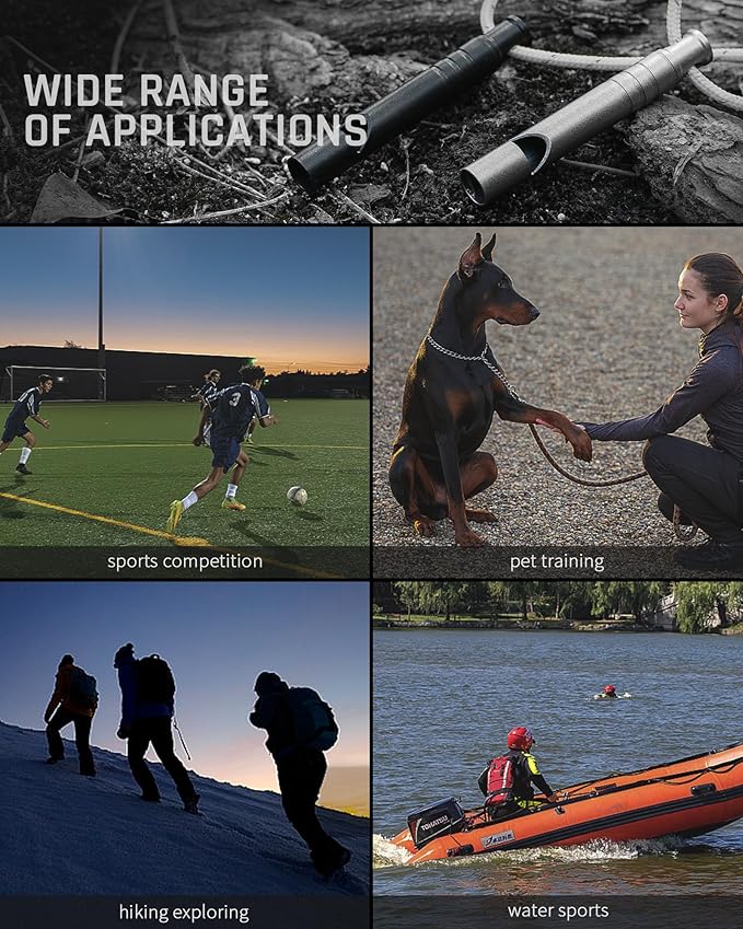 TISUR Titanium Emergency Whistle,120db Safety Whistle with Lanyard,Outdoor Survival Small Whistle for Life Saving,Hiking,Pets Training,Coach Sports-StrideForce Fitness