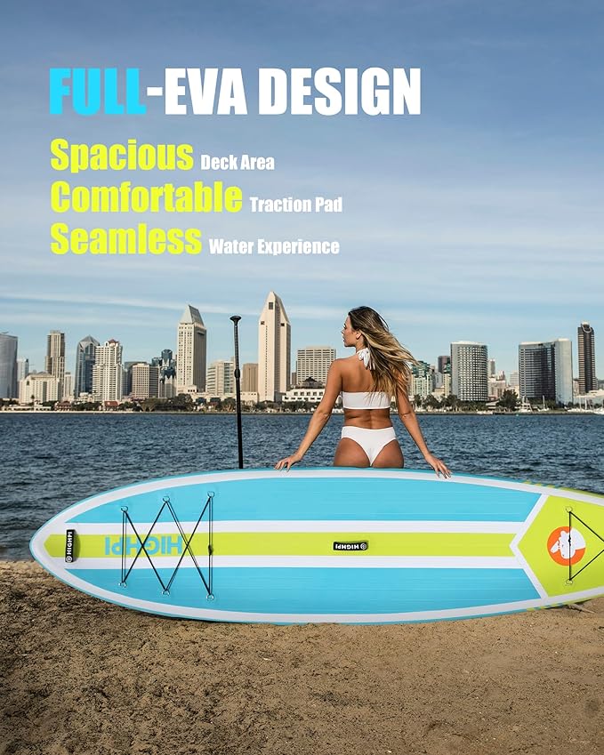 Highpi Inflatable Stand Up Paddle Board for Youth and Adults – Wide Sup with Premium Accessories, Blow Up Paddleboard for Surfing, Fishing, Yoga & More-StrideForce Fitness