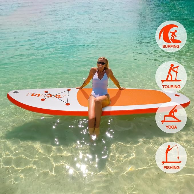 FunWater Inflatable Ultra-Light Stand Up Paddle Board for All Skill Levels with Premium SUP Paddleboard Accessories,Non-Slip Comfort Deck for Youth & Adults-StrideForce Fitness