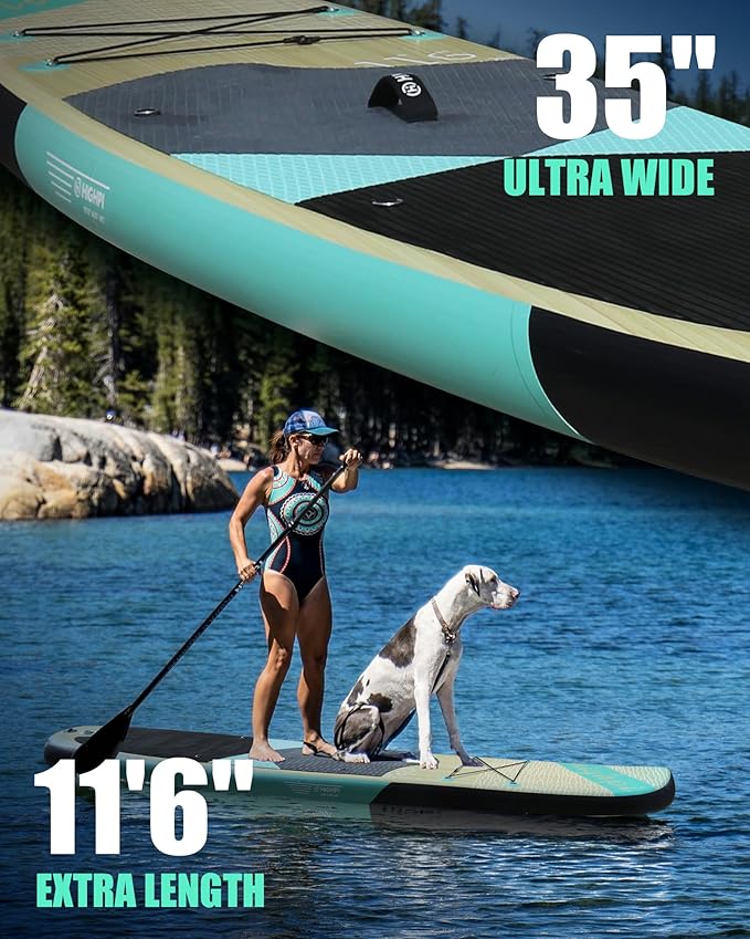 Highpi Inflatable Stand Up Paddle Board for Youth and Adults – Wide Sup with Premium Accessories, Blow Up Paddleboard for Surfing, Fishing, Yoga & More-StrideForce Fitness