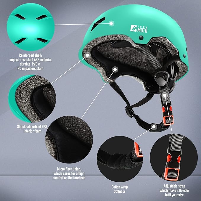 Skateboard Helmet for Adults - Adjustable Certified Safety Adults Helmet for Skateboarding Bike Bicycle Scooter Cycling Skate Skating Multisport Helmets for Women Men Boys Girls Kids Youth-StrideForce Fitness