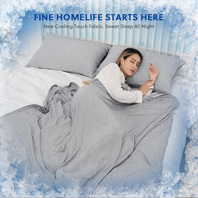 HOMFINE Cooling Blankets for Hot Sleepers - Summer Blanket Thin Lightweight Breathable Soft Double Side Enhanced Cooling for Bed Couch Sofa, Keep Cool for Night Sweats (Grey, 60 x 80 inches)-StrideForce Fitness
