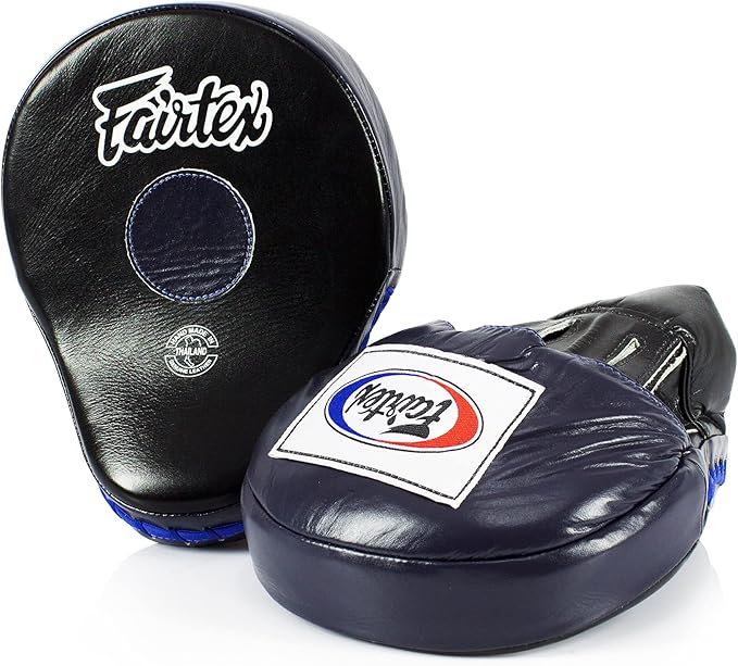 Fairtex FMV9 Contoured Focus Mitts |Striking Accuracy & Protection for Boxing, Muay Thai, Kickboxing |Ergonomic Design, Soft Padding, Secure Fit Leather-StrideForce Fitness