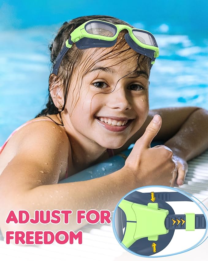 Kids Swim Goggles,Swimming Goggles for Kids 6-14, Anti-Fog UV Protection Pool Glasses for Boys Girls-StrideForce Fitness