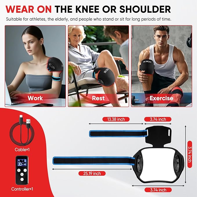 Red Light Therapy for Knee Pain Relief,Vibration Knee Massager with 660nm&850nm,3 in 1 Heated Knee Brace for Knee/Joint/Elbow/Shoulder,Rechargeable Near Infrared Light Therapy Device-StrideForce Fitness