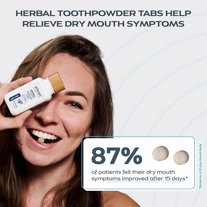 drTung's Herbal Toothpaste Tablets - Toothpaste Tabs for Dry Mouth Relief, Natural Tooth Powder Tablets for Fresh Breath, Fluoride Free, Travel Size, Vegan, Non-GMO - Mint-Free (100 Tabs), 3-Pack