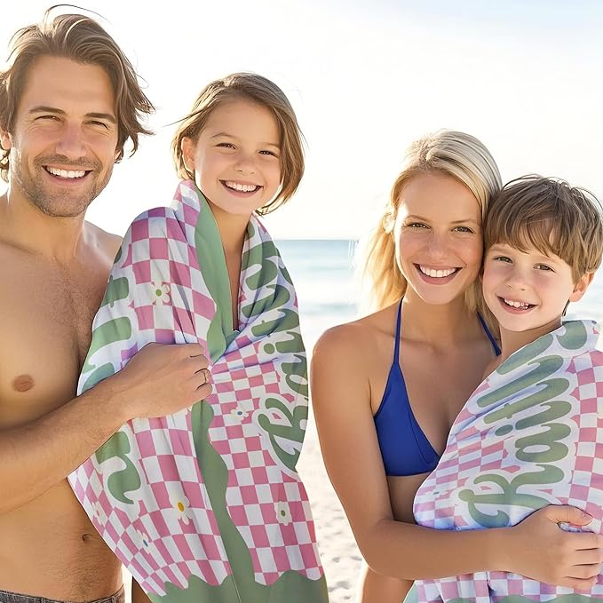 JML Personalized Beach Towel with Name, Custom Flower Beach Towel, Customized Microfiber Pool Towel, Quick Dry & Absorbent Swim Towel for Adult,Anniversary, Birthday, Summer Holiday,Vacation-StrideForce Fitness