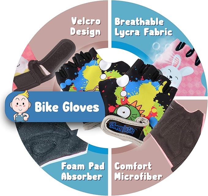 Soft-Style Kids Knee and Elbow Pads with Bike Gloves, Flexible Impact-Resistant Gear for Ages 2-11, Designed for Balance Bikes, Roller-Skating, and Skateboarding-StrideForce Fitness